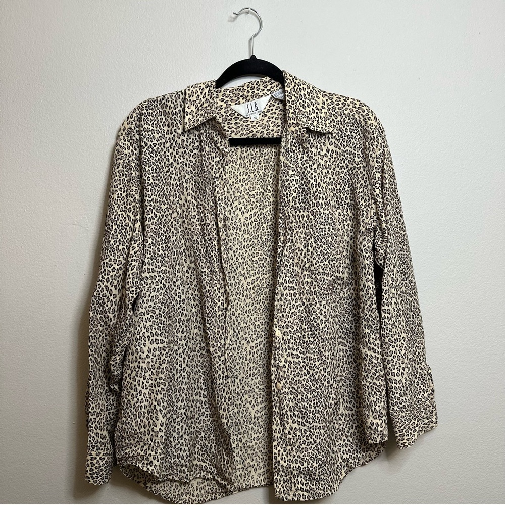 Vintage Leopard Print Silk Shirt